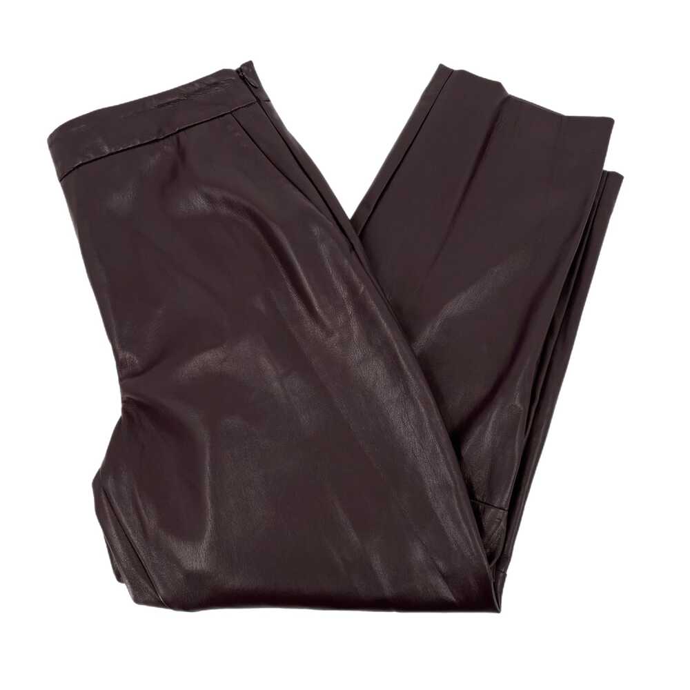 Babaton Brown High Rise Faux Leather Trousers | Classic Style